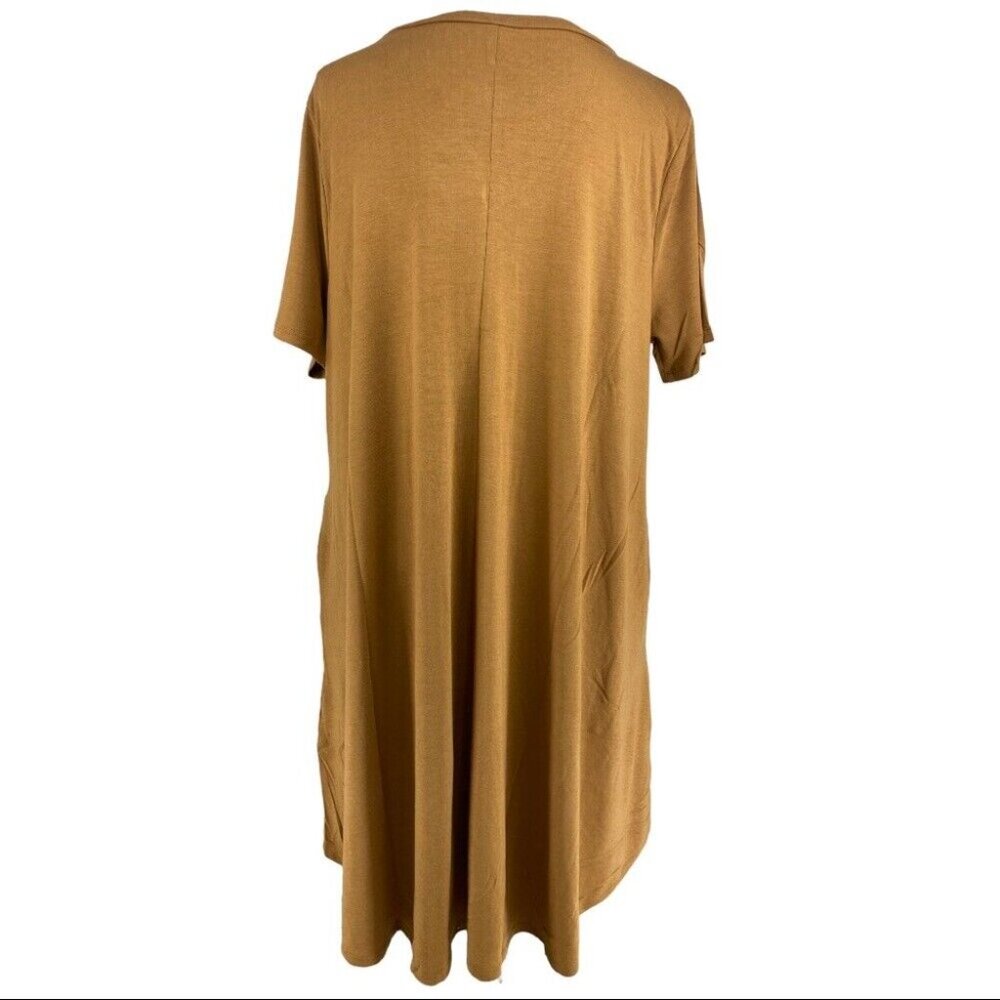 Zenana Premium Camel Brown V-Neck Short Sleeve Jersey T-Shirt Midi Dress 2X NEW - Picture 5 of 9